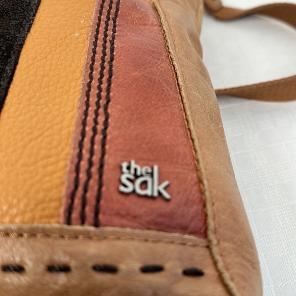 the SAK purse Tan orange brown Multi Leather STRIPED studded crossbody - Picture 6 of 10